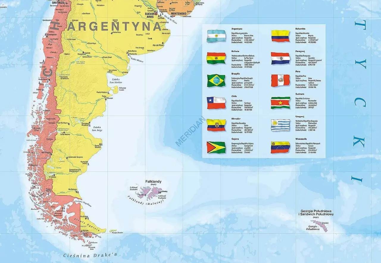 Mapa Argentyny w Ameryce Południowej