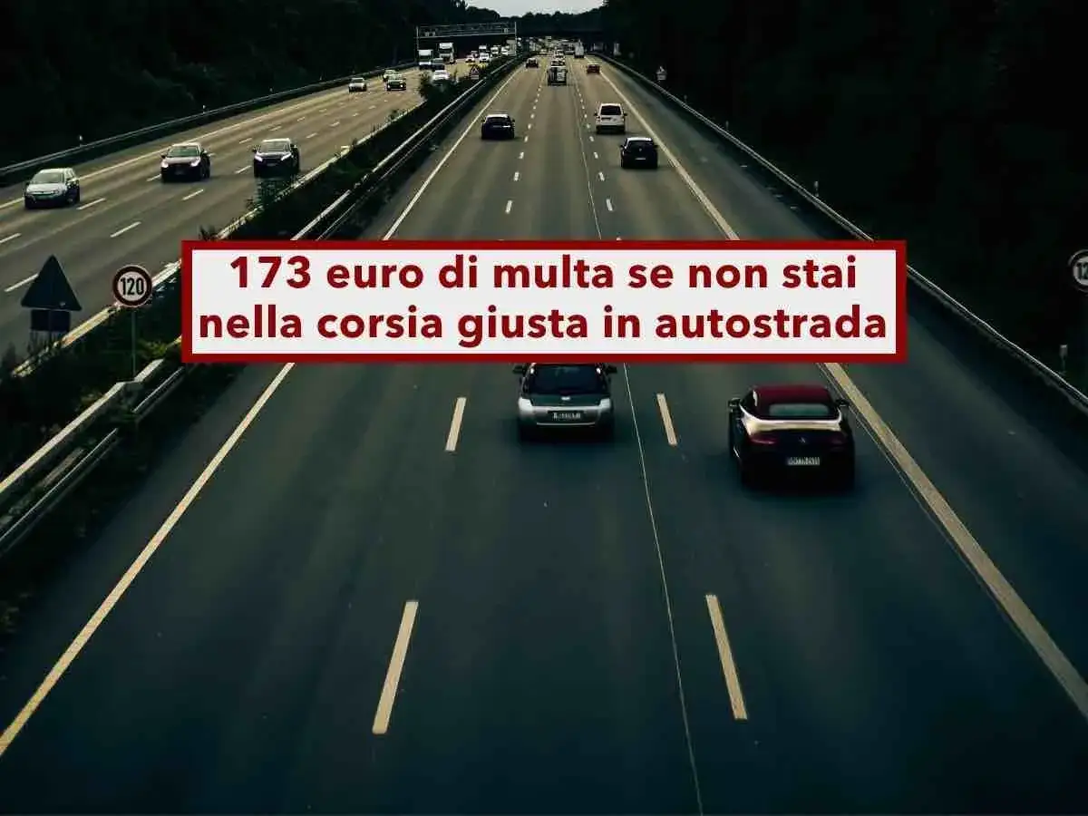 Autostrada traffic with cars. A red box states: 