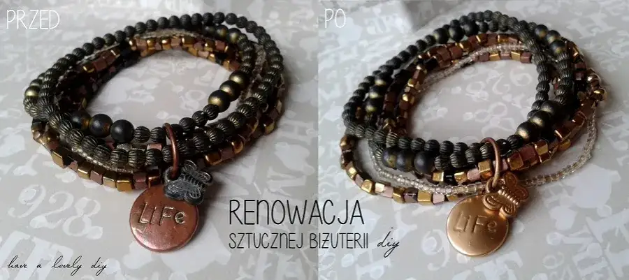 Sztuczna biżuteria przed i po renowacji