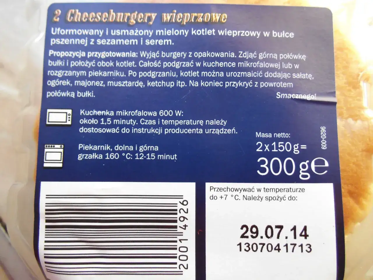 etykieta składu burgera supermarket