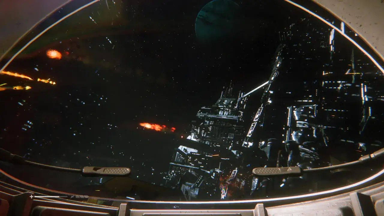 Widok z kokpitu na zniszczoną stację kosmiczną i planetę. Czy to zapowiedź Alien Isolation 2?