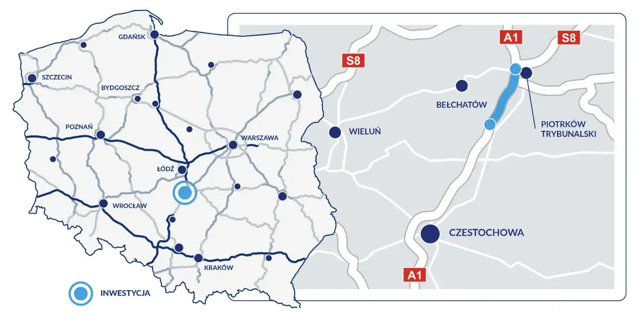 Mapa dojazdu Bydgoszcz Morze Autostrada A1