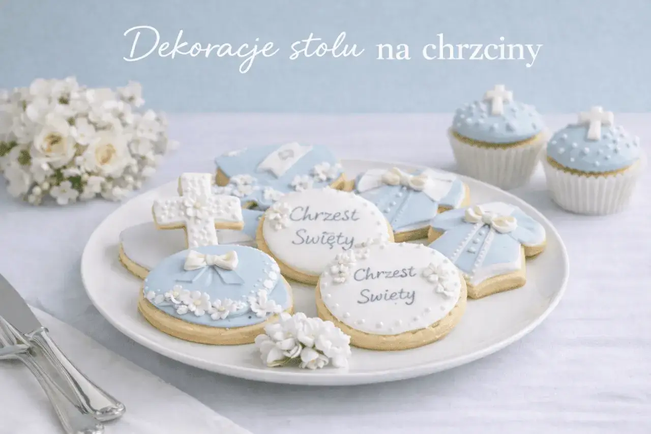 Stół z daniami na chrzciny, rosół, schabowy