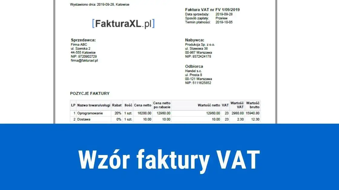 przykładowa faktura VAT z oznaczeniami pól