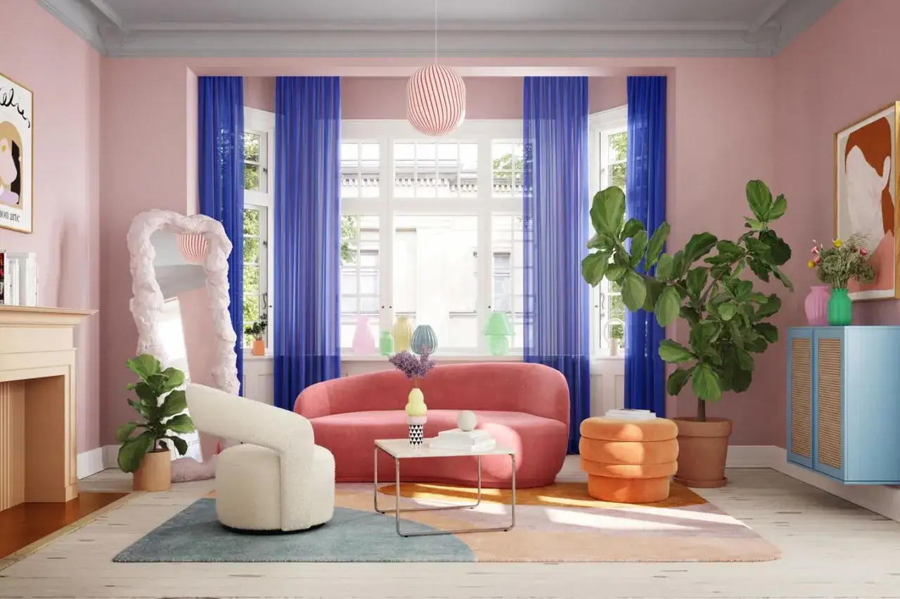 Ein Wohnzimmer im Stil von **was ist shabby chic**: Pastellfarben, verspielte Formen und ein Hauch von Vintage-Charme.