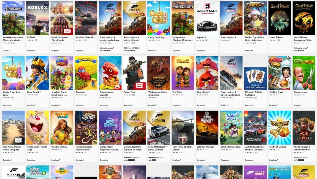 Szukasz fajnych gier na laptopa? Sprawdź Minecraft, Roblox, Forza Horizon 4, Candy Crush, Angry Birds 2 i wiele innych!