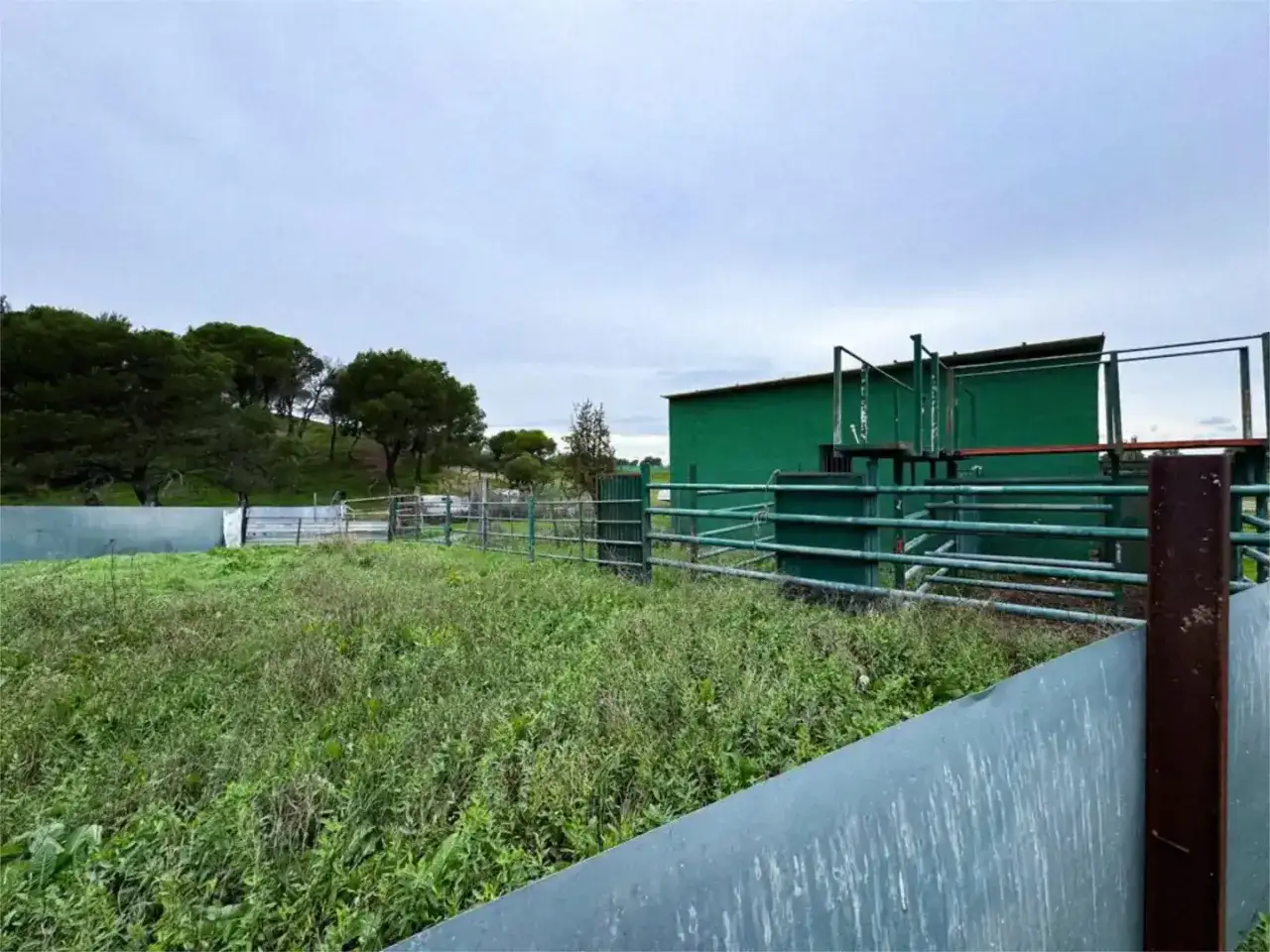 Terreno con corral y edificio verde, ideal para tu hipoteca para comprar terreno.