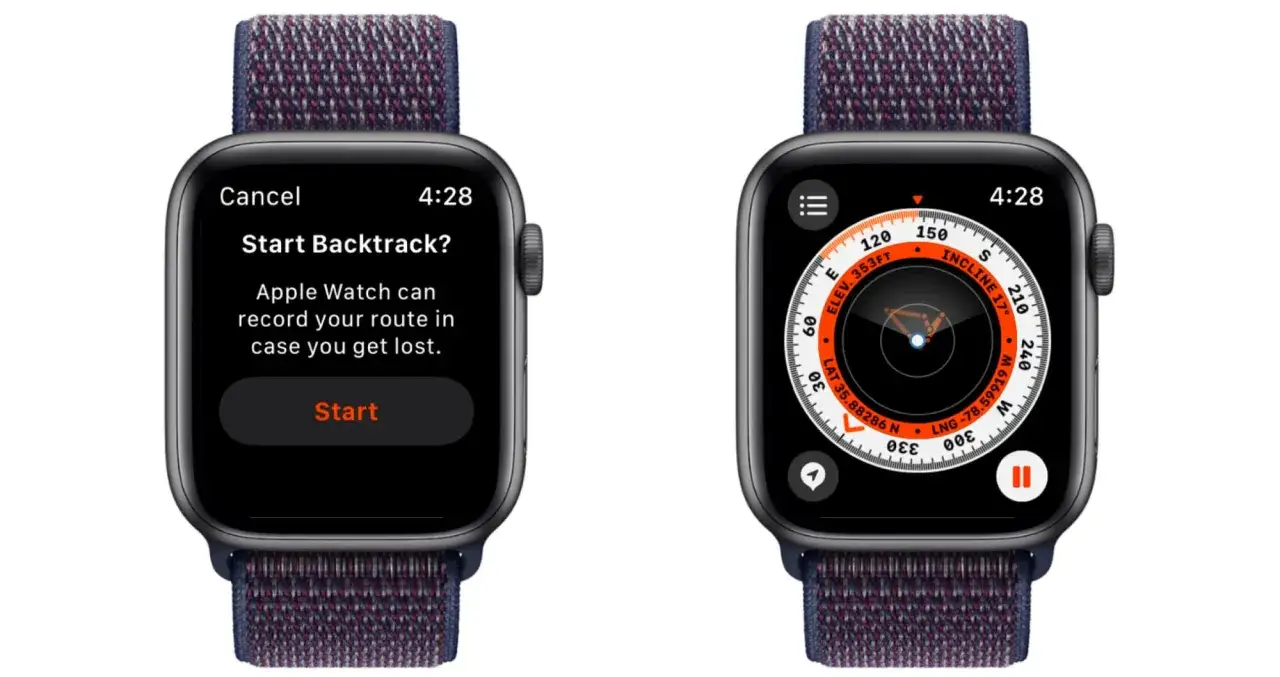 Apple Watch zeigt Navigation: Links 