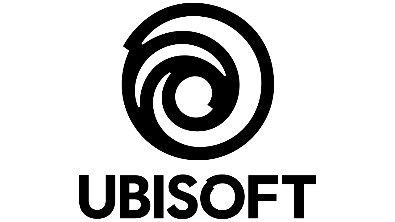 Logo Ubisoft, znane z gier takich jak Assassin's Creed. Akcje Ubisoft są popularne wśr&oacute;d inwestor&oacute;w.