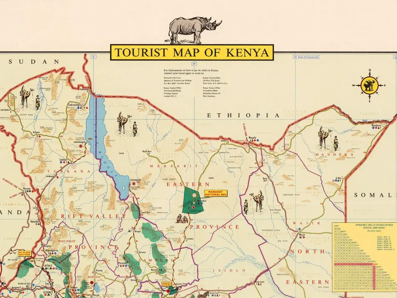 Mapa turystyczna Kenii z informacjami o safari. Czy w Kenii jest bezpiecznie? Sprawdź na mapie, gdzie znajdują się parki narodowe i biura turystyczne.