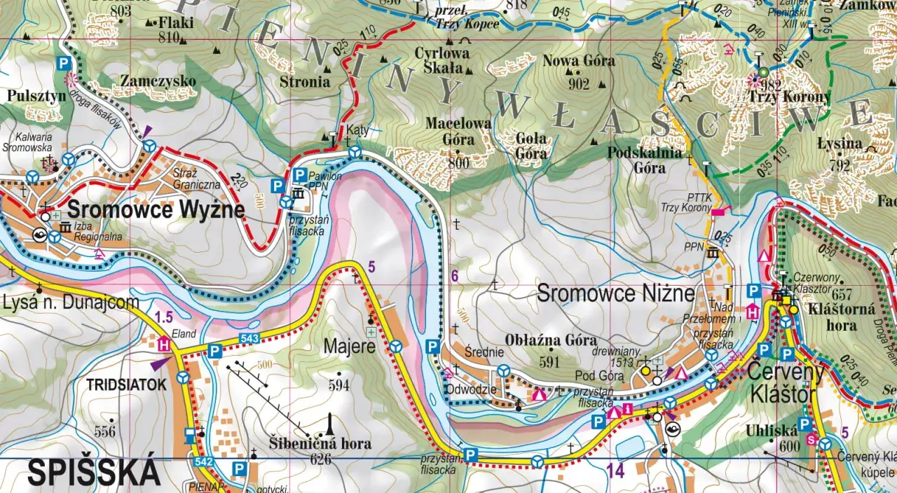 Mapa szlaków Trzy Korony Pieniny