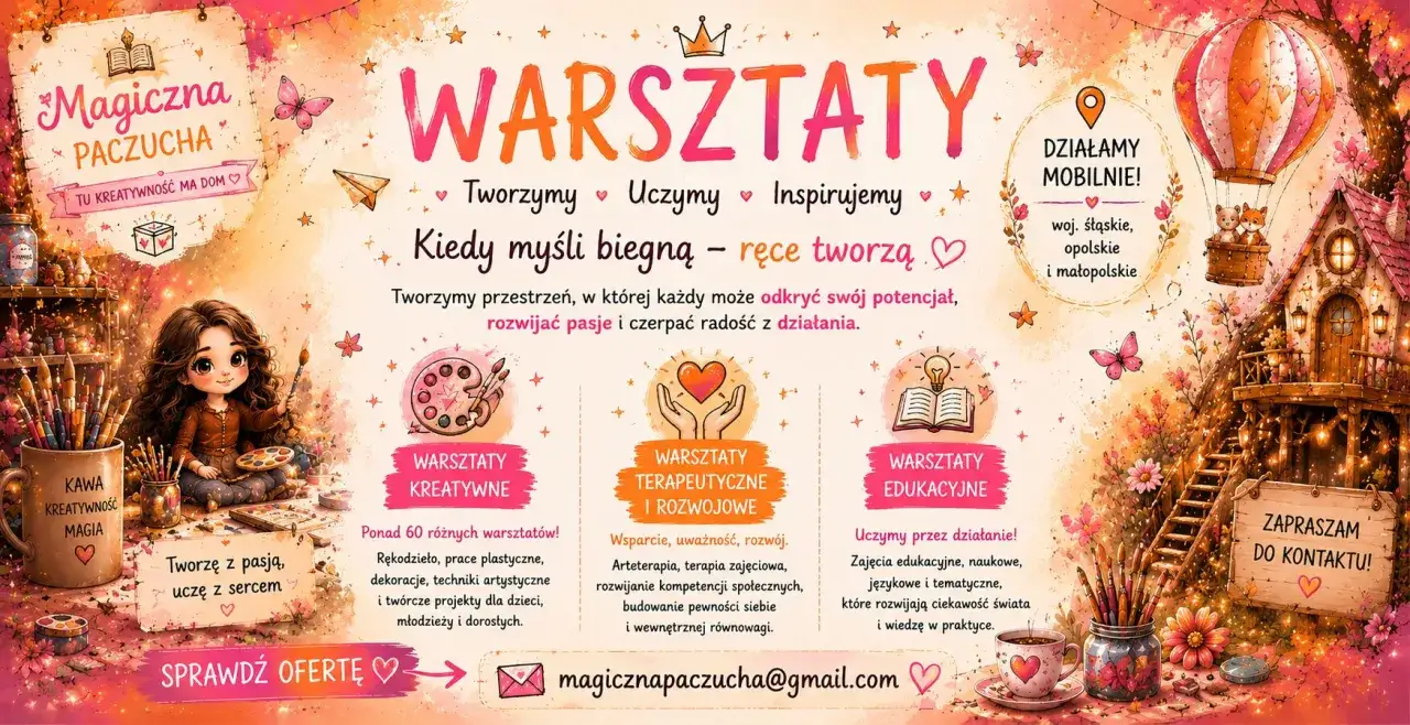 Magiczna Paczucha zaprasza na ciekawe warsztaty dla młodzieży: kreatywne, terapeutyczne i edukacyjne. Odkryj swój potencjał!