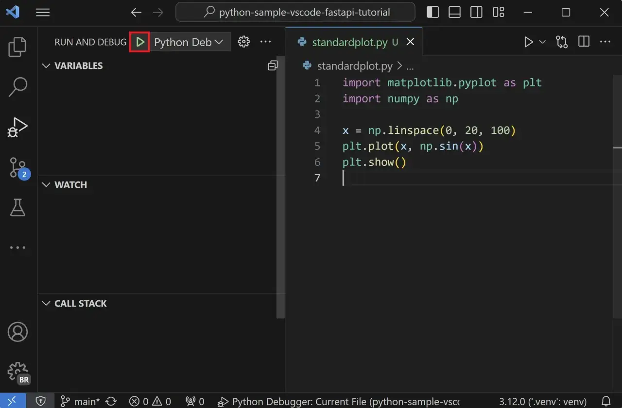 VS Code mit Python-Code und dem 