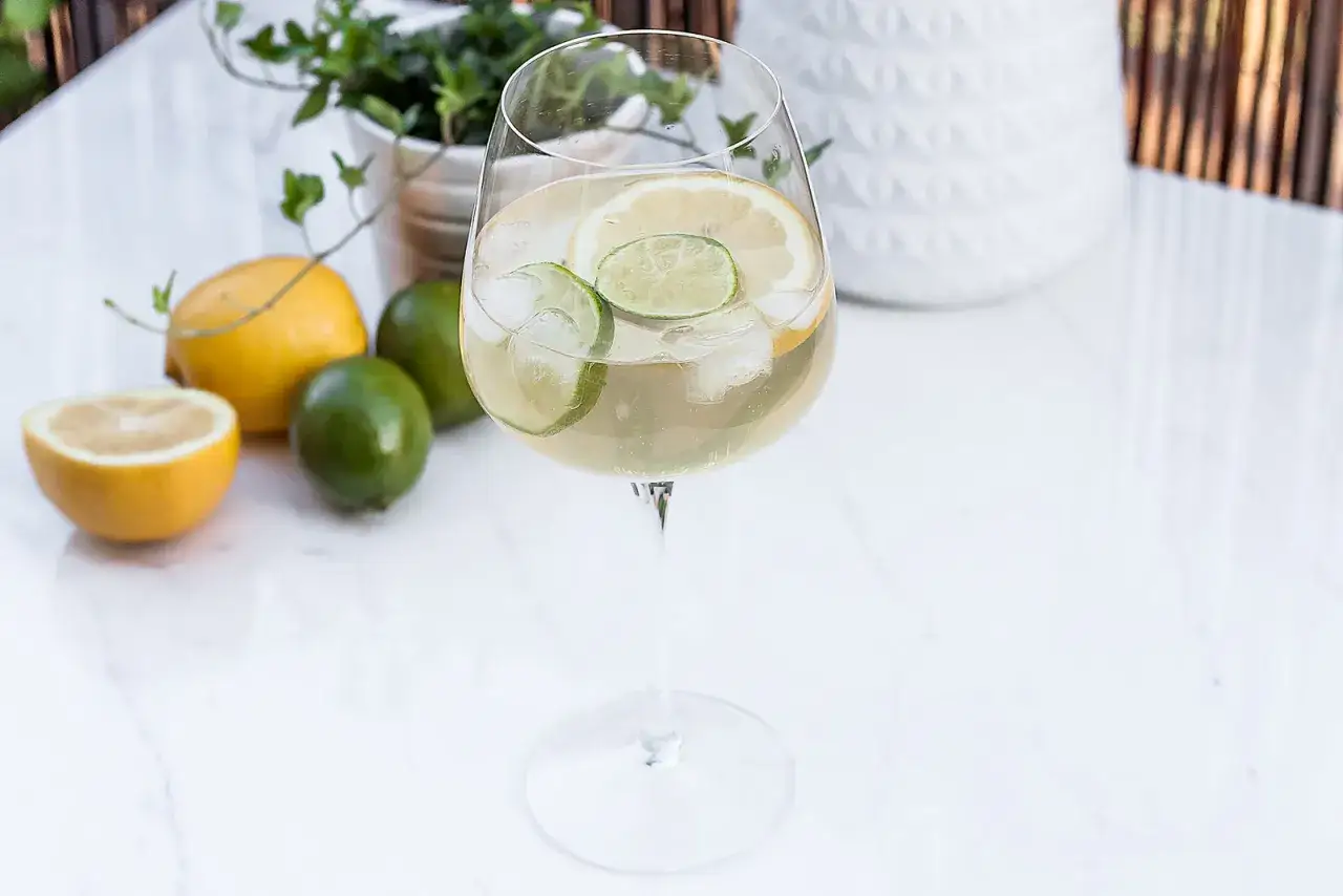 Orzeźwiający szprycer z cytryną i limonką, idealny na upalne dni. Co to jest szprycer? To lekki drink z winem i wodą gazowaną.