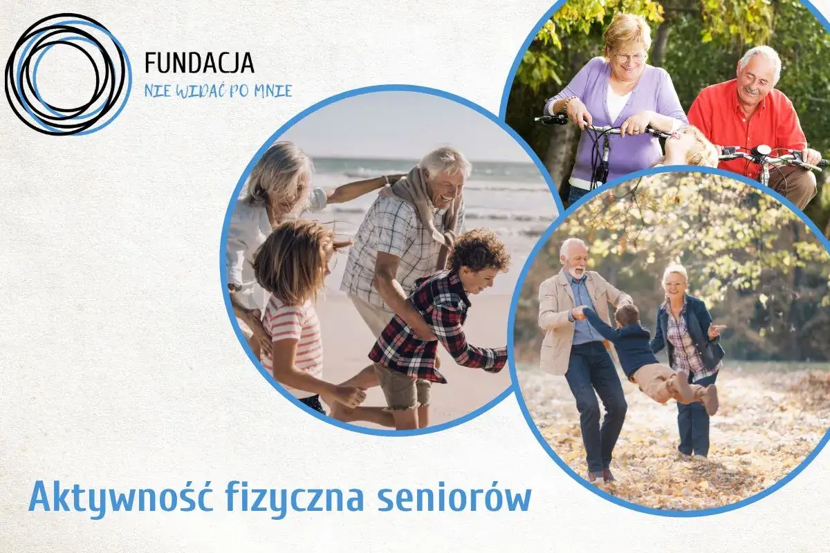 Aktywność fizyczna senior&oacute;w: uśmiechnięci dziadkowie bawią się z wnukami na plaży, jeżdżą na rowerach i w parku. Od jakiego wieku można nazwać kogoś seniorem?