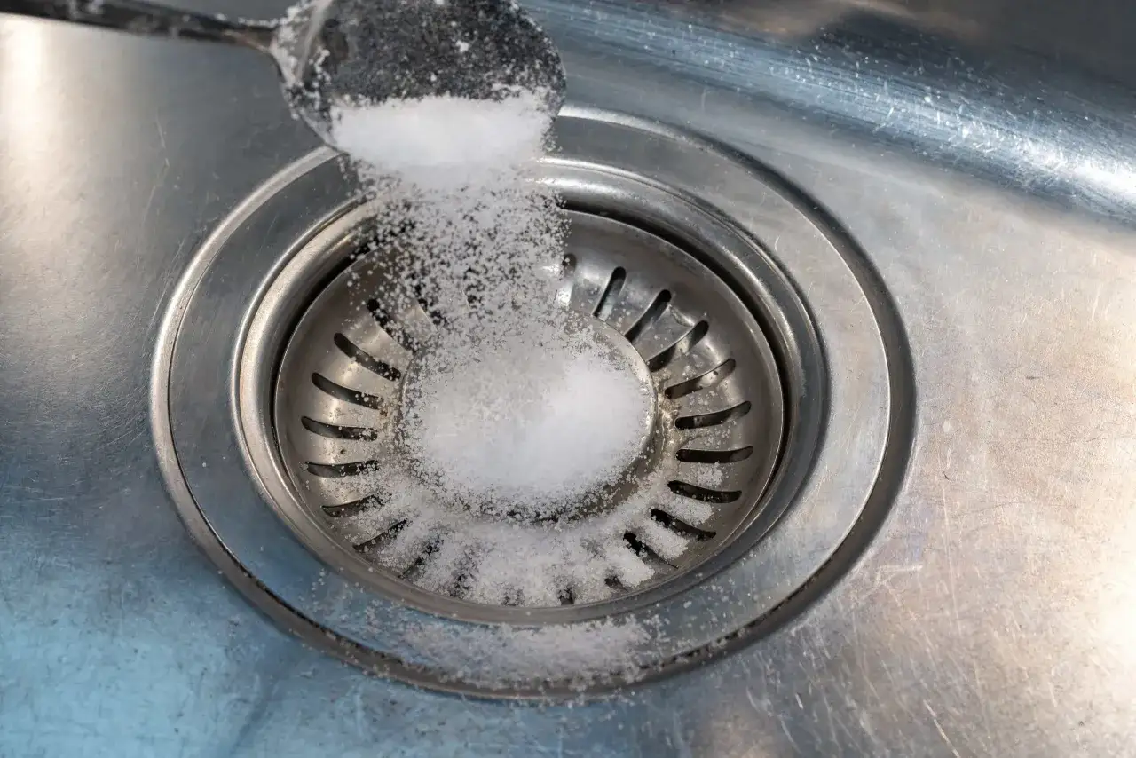 Salt sprids &ouml;ver diskhoavloppet, kanske f&ouml;r att rensa det.