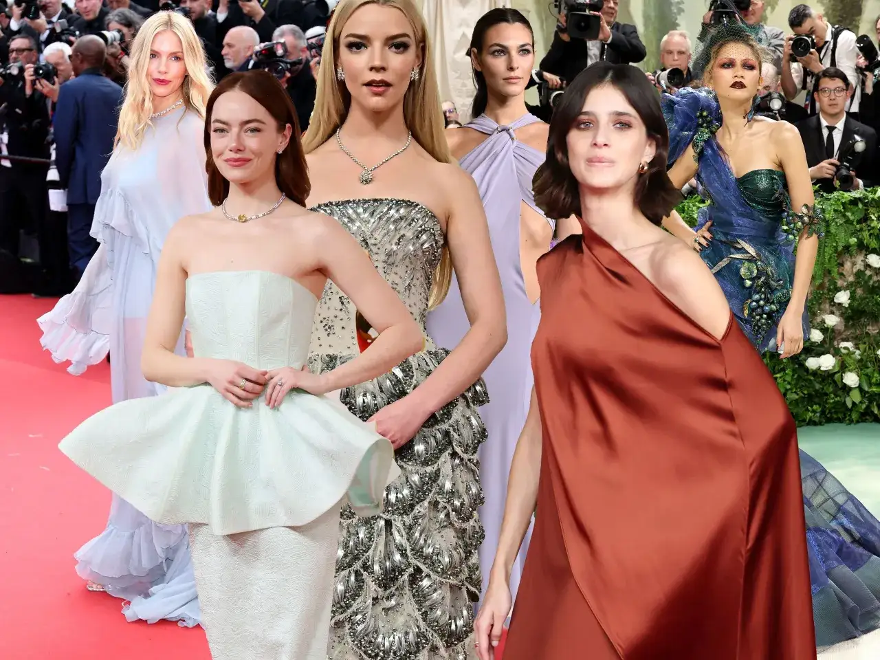 Un gruppo di donne eleganti sul red carpet, ognuna con un look unico. Chi &egrave; la donna pi&ugrave; bella del mondo? Difficile dirlo!