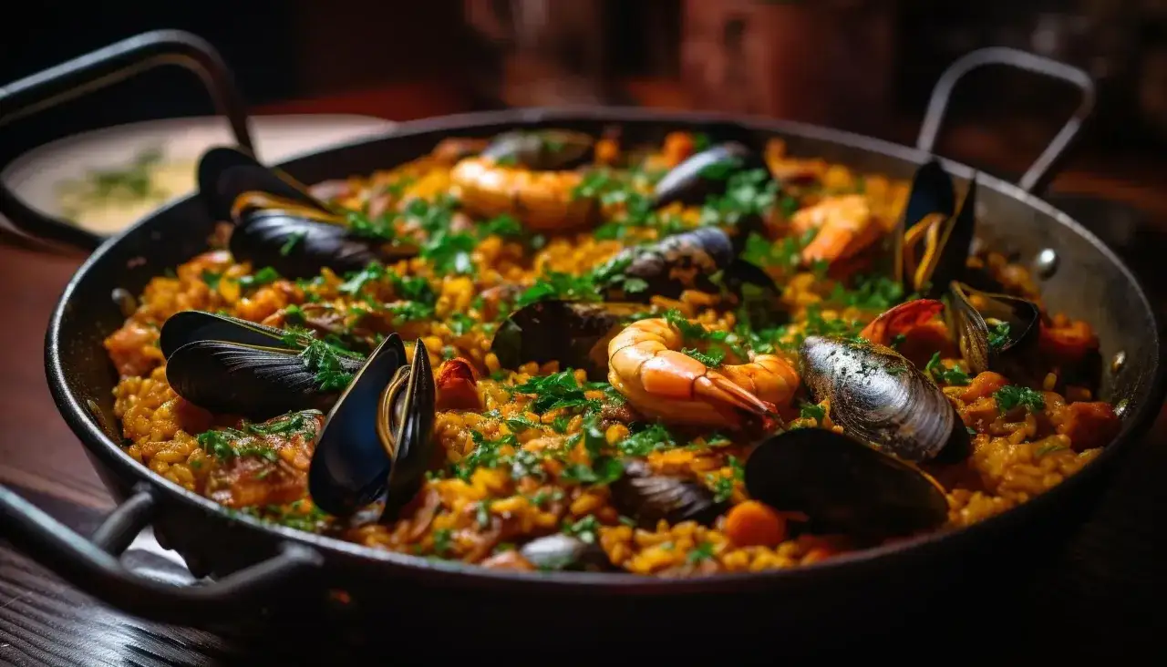 Pyszna paella z owocami morza i ryżem, idealna na rodzinny obiad. Ten przepis na paellę zachwyci każdego!