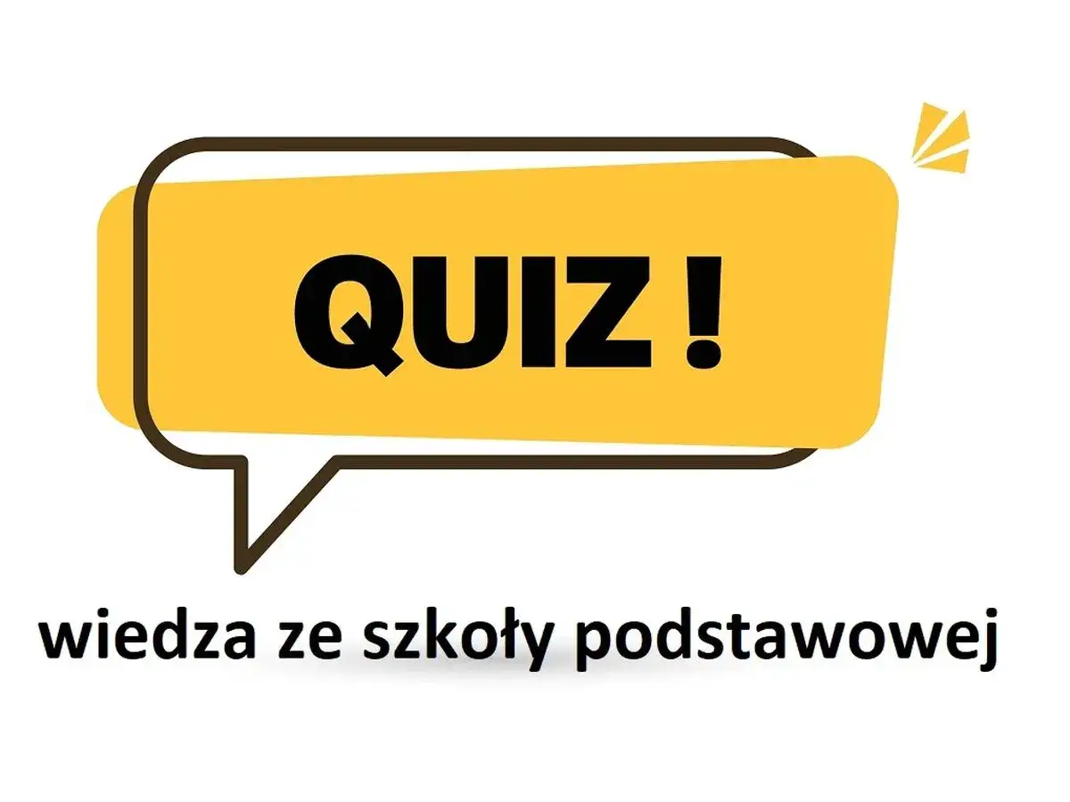 Ż&oacute;łty dymek z napisem QUIZ! pod spodem 