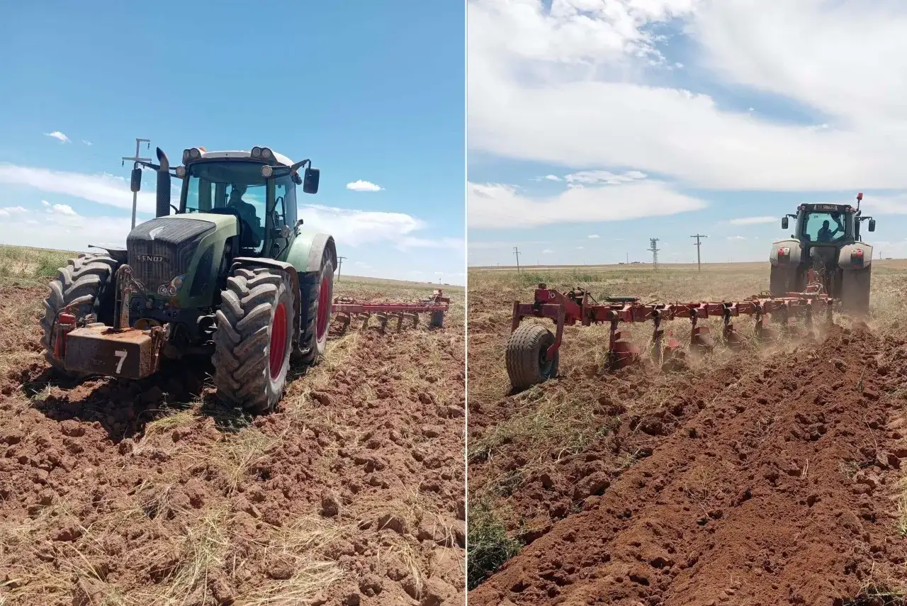 Potężny Fendt 936 z pługiem orze pole, przygotowując ziemię pod zasiew.