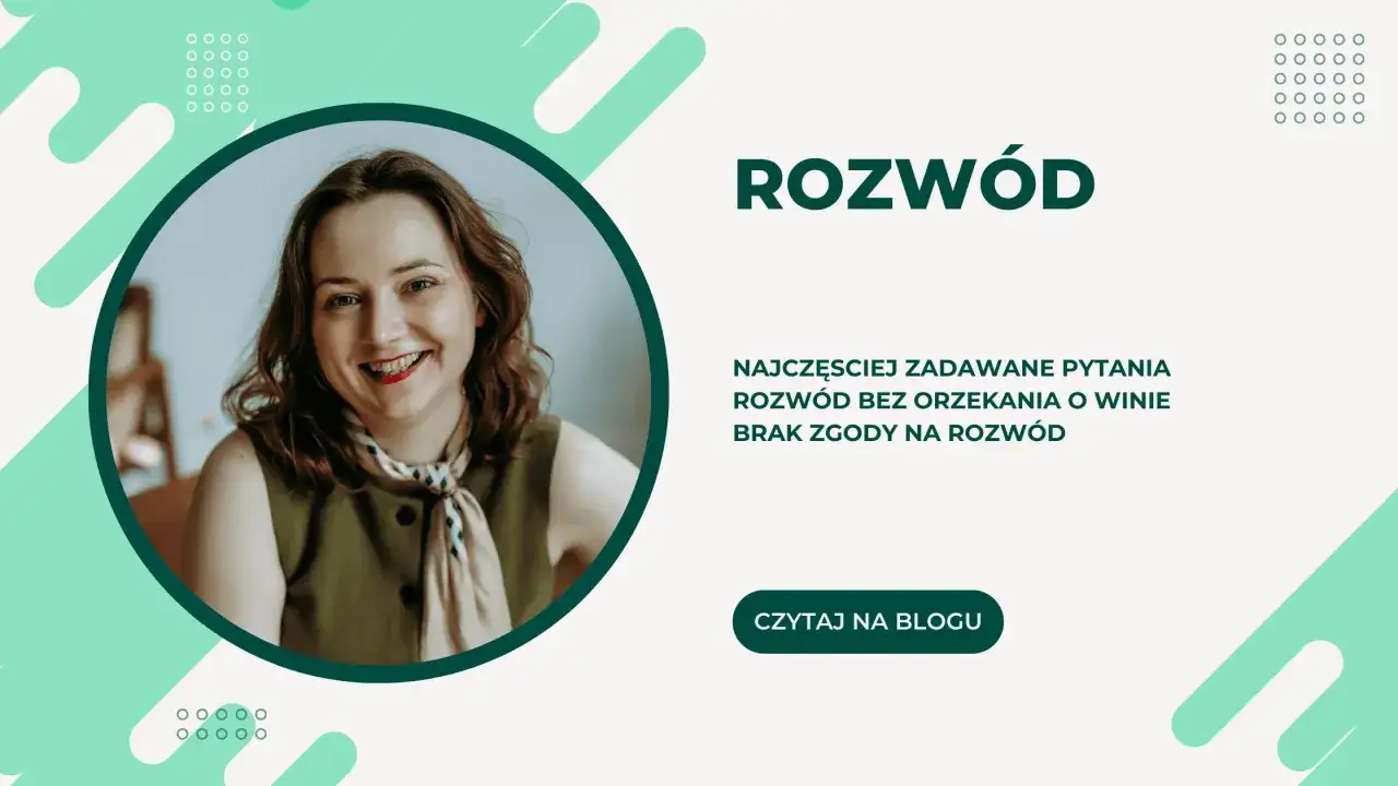 Uśmiechnięta kobieta na tle grafiki. Tekst: 