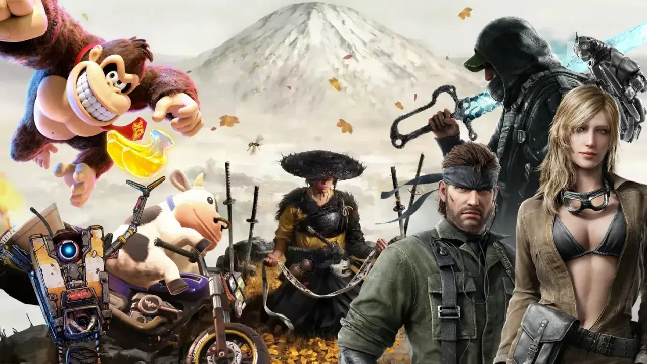 Kolekcja postaci z gier: Donkey Kong, Claptrap, krowa na motorze, samuraj, Snake i Quiet. Czekamy na premiery gier 2026!