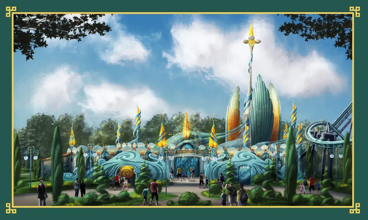 Fantastyczna architektura zaprasza do największego parku rozrywki na Pomorzu. Wesołe rodziny wchodzą do magicznego świata.