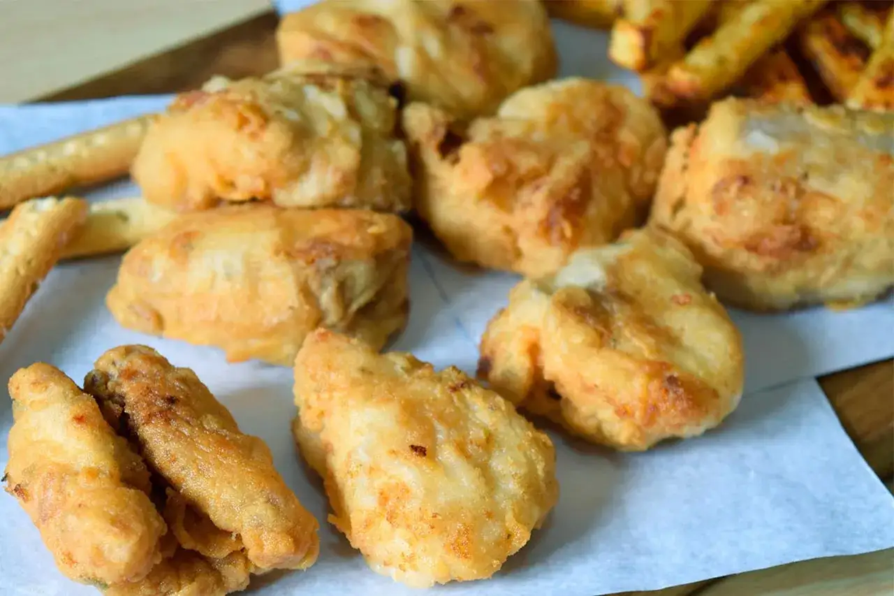 Bocados dorados de cazon en adobo, crujientes por fuera y tiernos por dentro, listos para disfrutar.