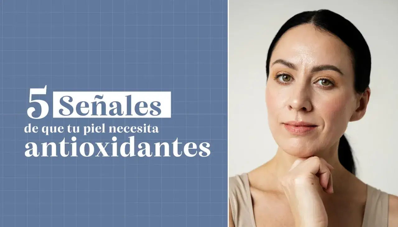 Mujer con mano en la barbilla, texto 