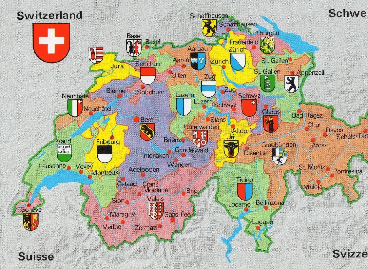 Mapa Zurychu w Szwajcarii i Europie