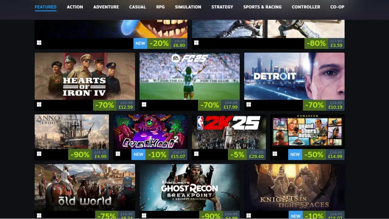 Gry na Steam w promocji: Hearts of Iron IV, Anno 1800, FC 25, Detroit: Become Human, Grand Theft Auto V i inne.