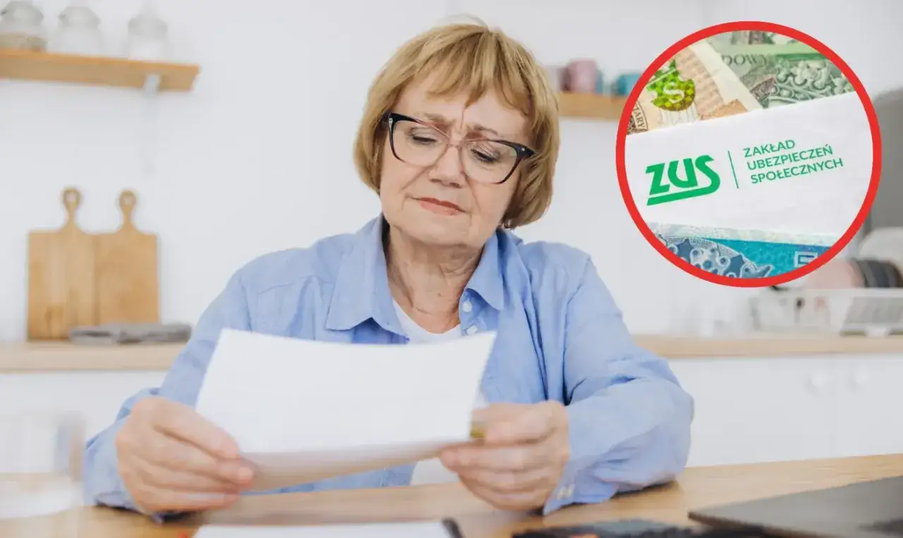 Zmartwiona kobieta analizuje dokumenty ZUS. Czy to odpowiedź na pytanie: jaka emerytura po 30 latach pracy przy najniższej krajowej?