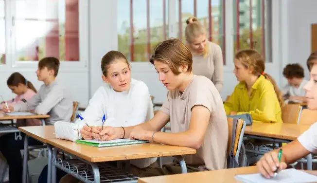 Uczniowie w szkole branżowej I stopnia