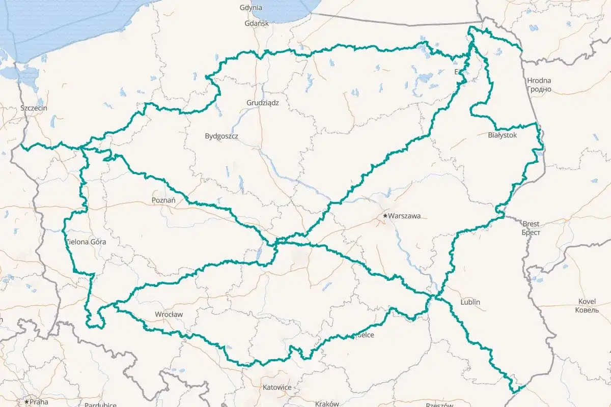 Mapa trasy motocyklowej Polesie Lubelskie