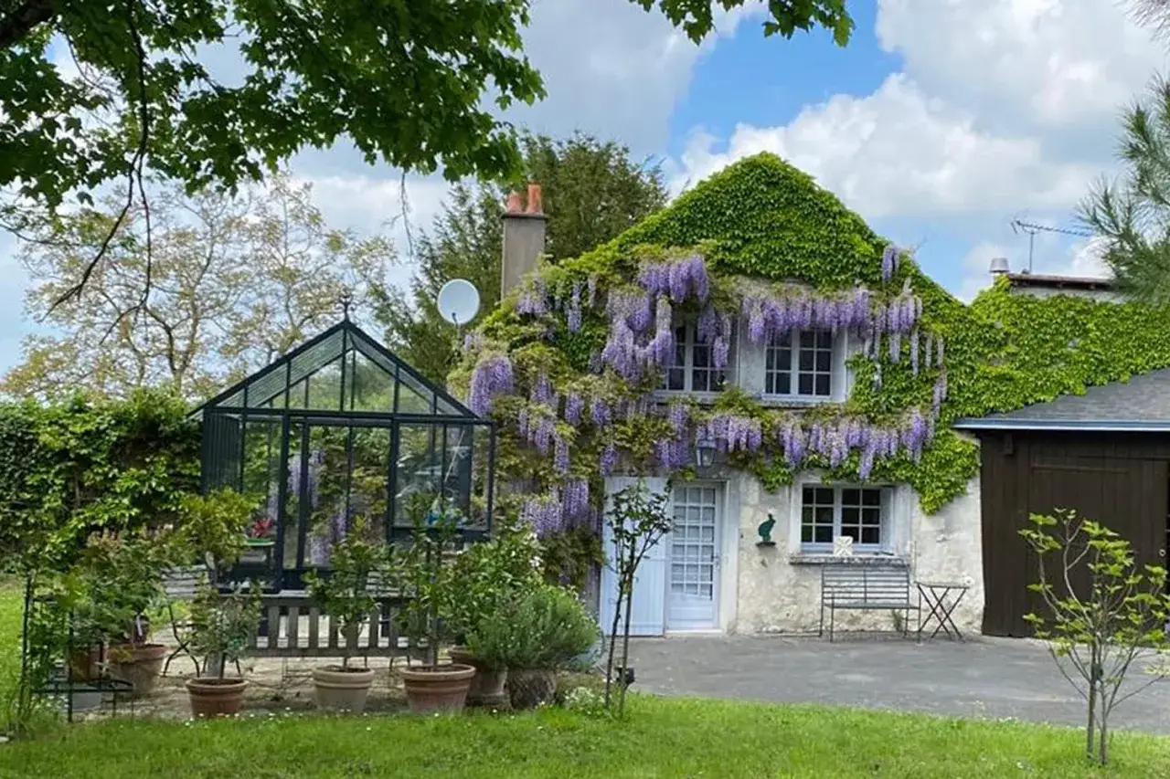 Charmante maison couverte de glycine, id&eacute;ale pour louer sa maison pour les vacances. Serre et jardin fleuri.