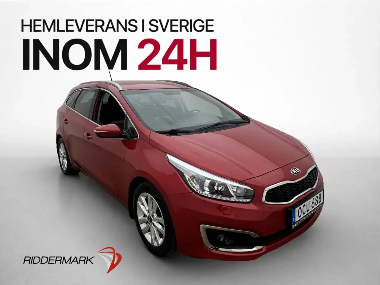 Röd Kia Ceed kombi, perfekt för en kia ceed begagnad test. Hemleverans inom 24h i Sverige.