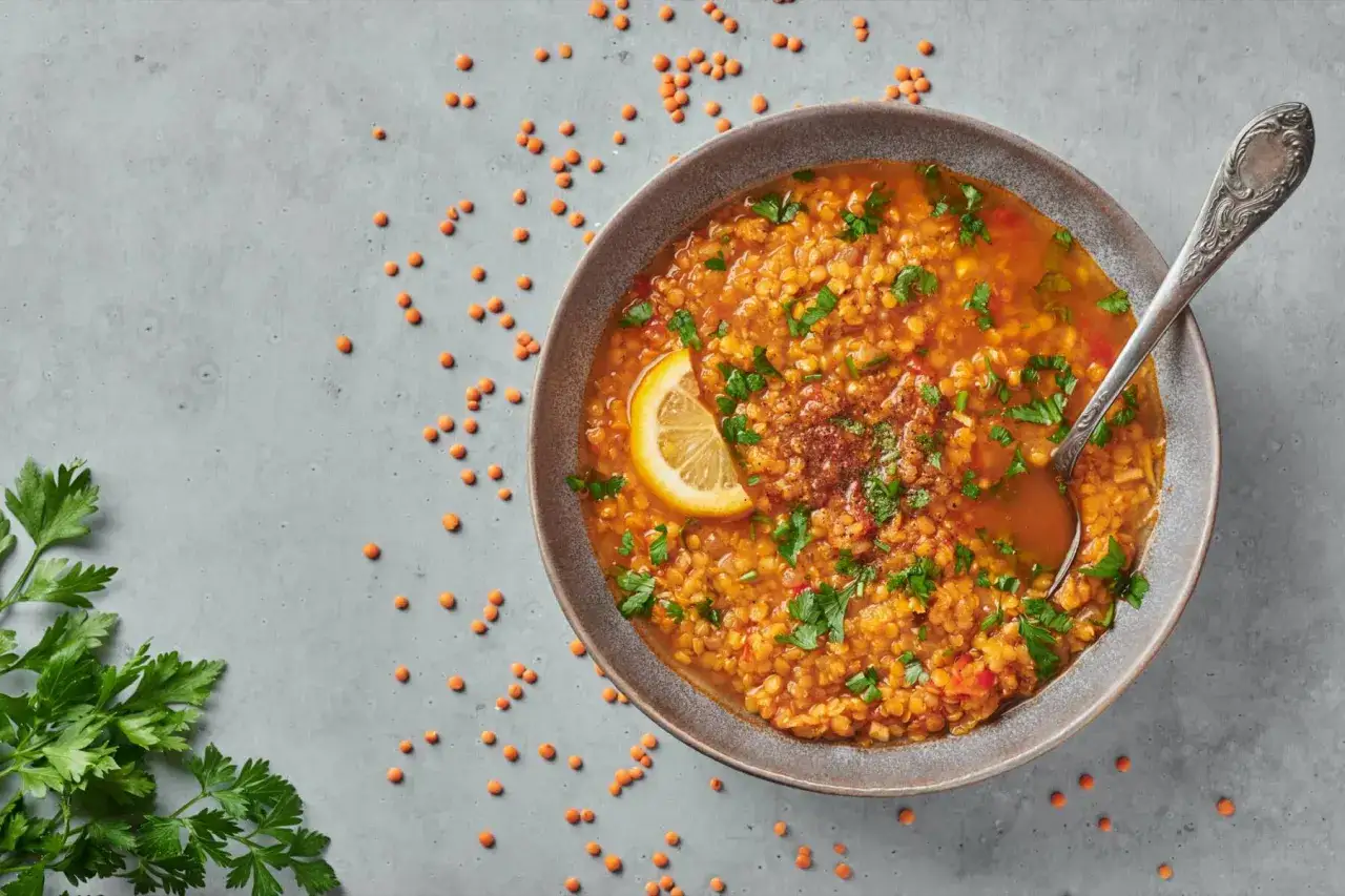 Rote Linsensuppe Toppings Beilagen