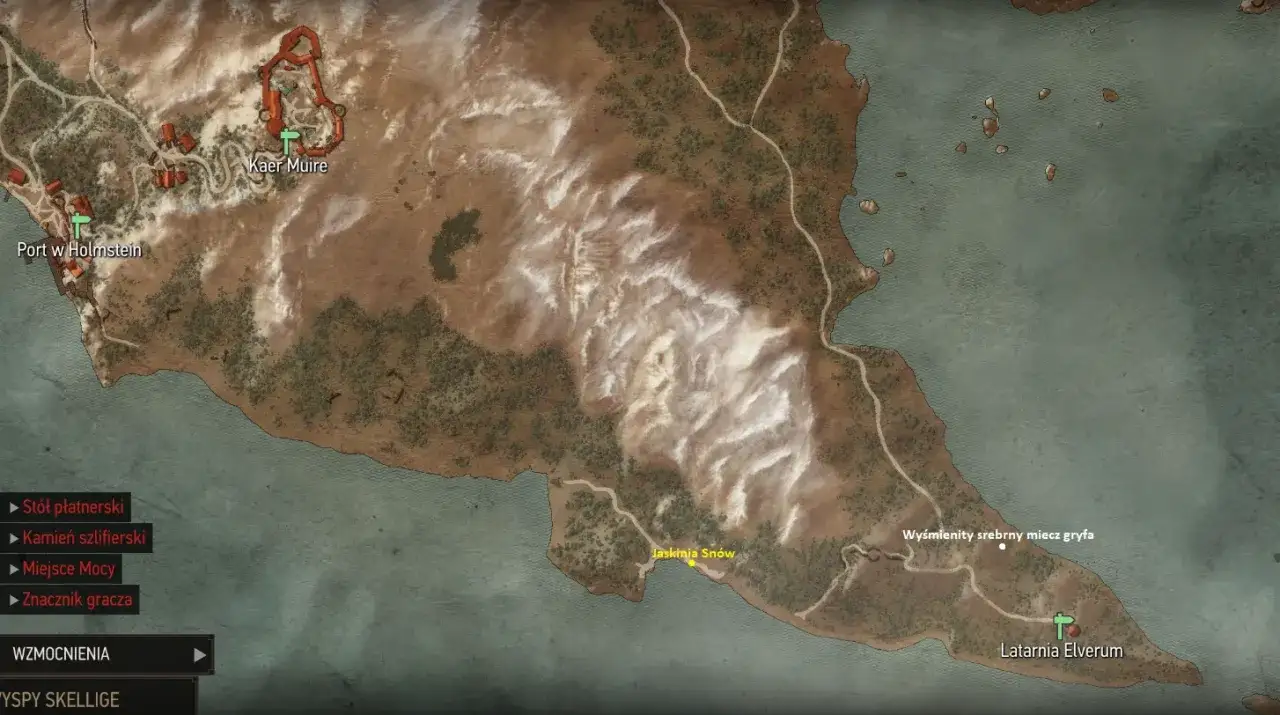 Wiedźmin 3 szkoła gryfa mapa diagramów Velen Skellige Toussaint
