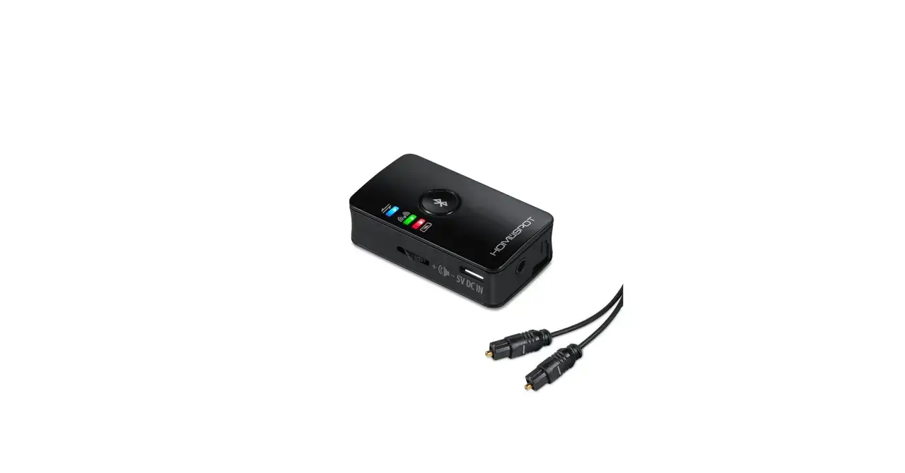 Adapter Bluetooth z kablami Toslink. Ułatwia podłączenie głośnik&oacute;w do telewizora, zapewniając lepszy dźwięk.