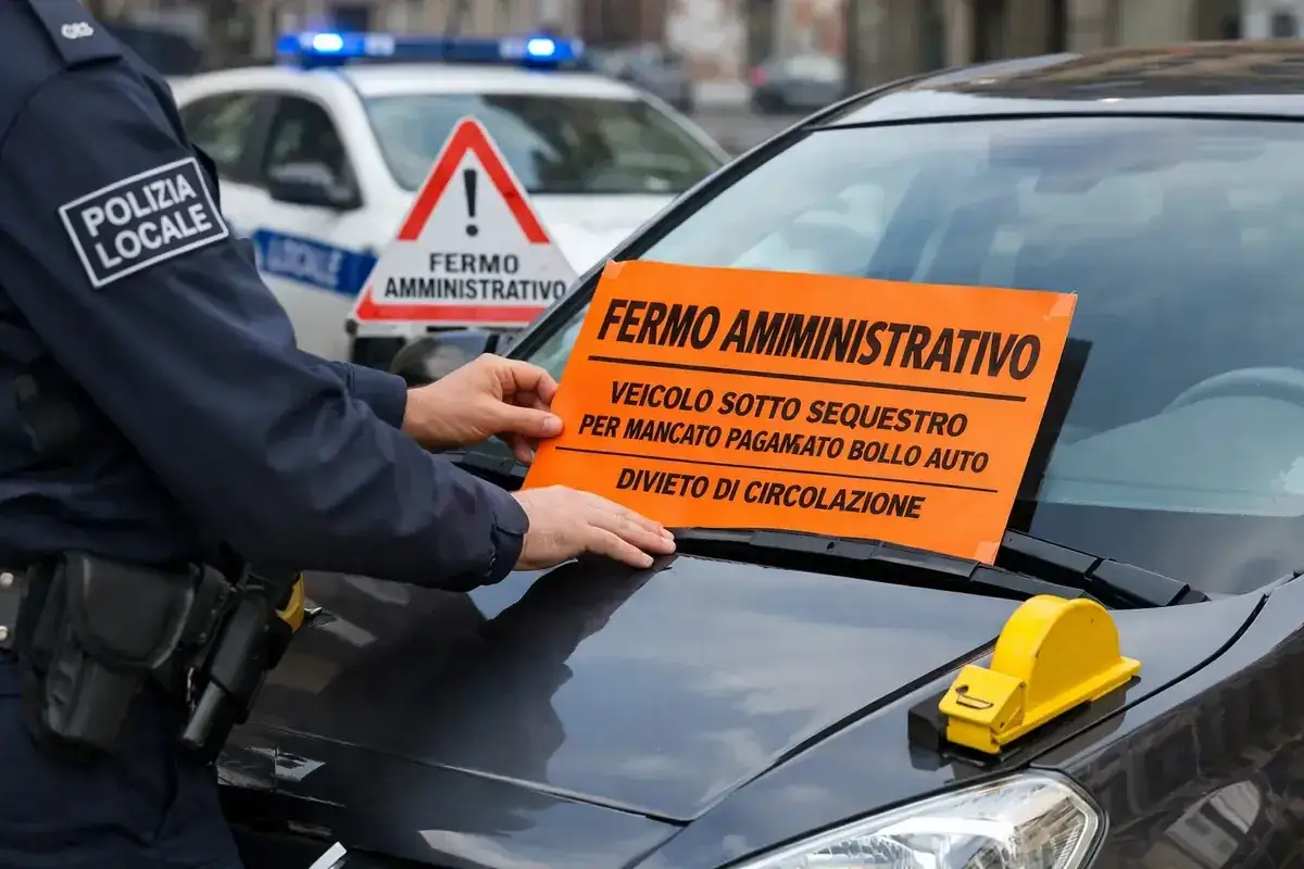 Agente Polizia Locale applica cartello