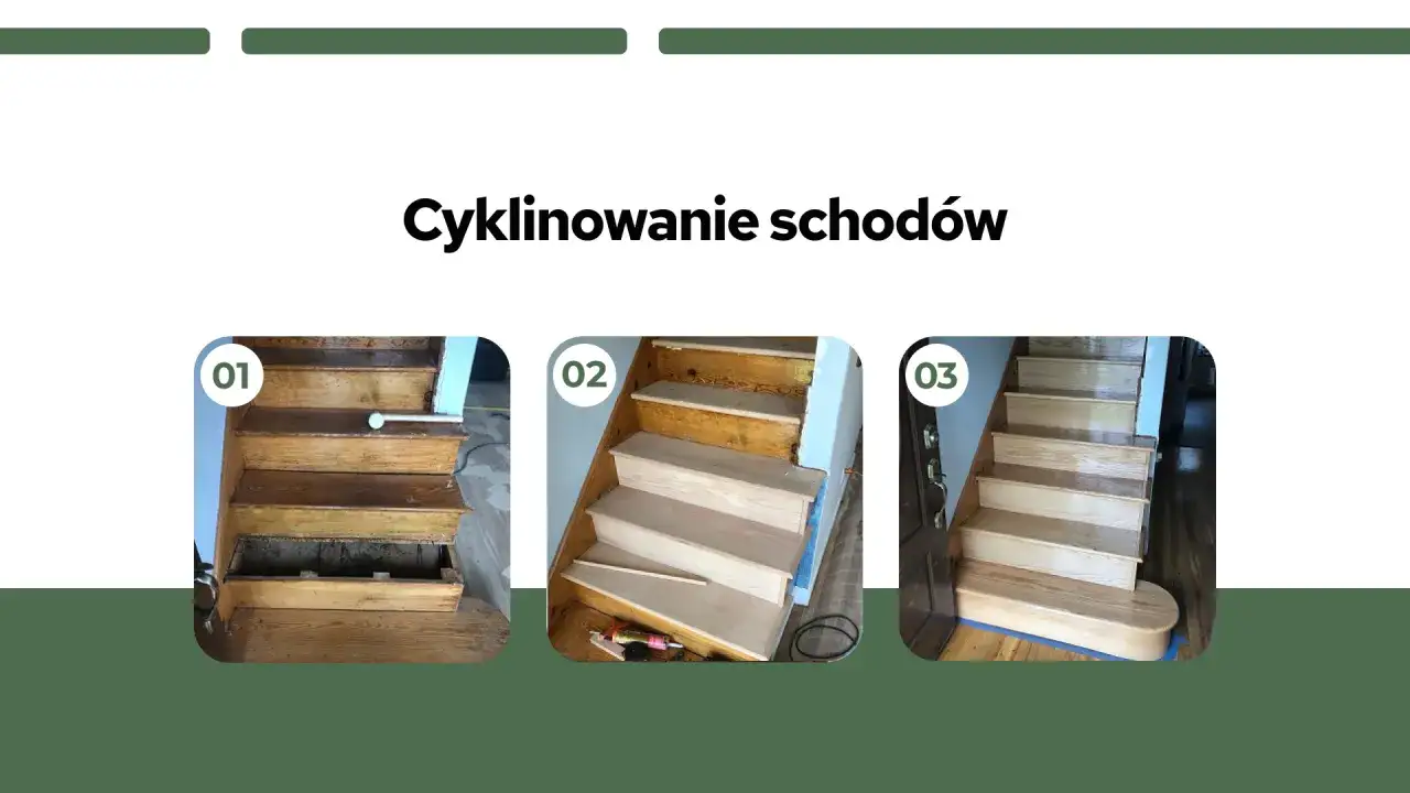 Cyklinoawanie schodów: od zniszczonych do odnowionych. Zobacz, jak odnowić schody drewniane krok po kroku.
