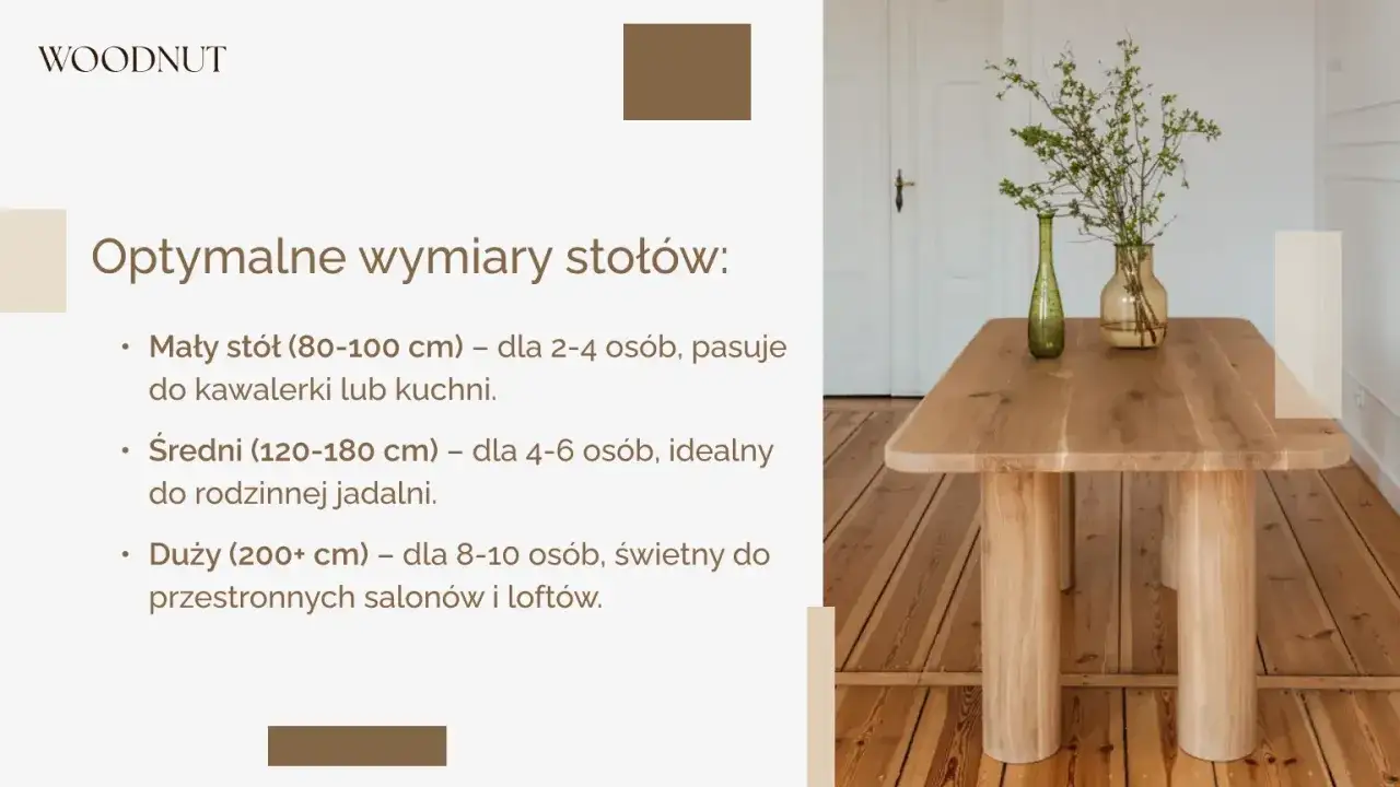 Drewniany stół do kuchni, idealny do rodzinnej jadalni, z dwoma wazonami i gałązkami.