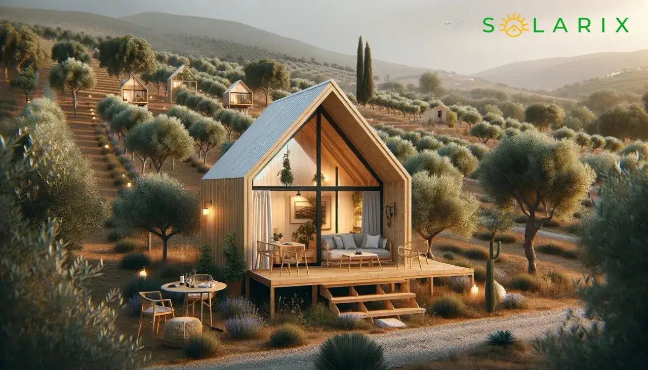 Casas modernas y acogedoras que se pueden construir en terreno r&uacute;stico, rodeadas de olivos y con vistas a las colinas.