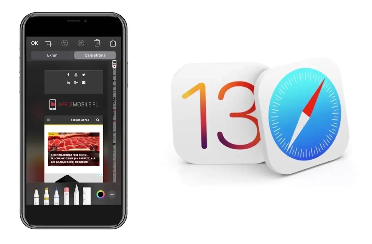 iPhone z Face ID zrzut ekranu przyciski
