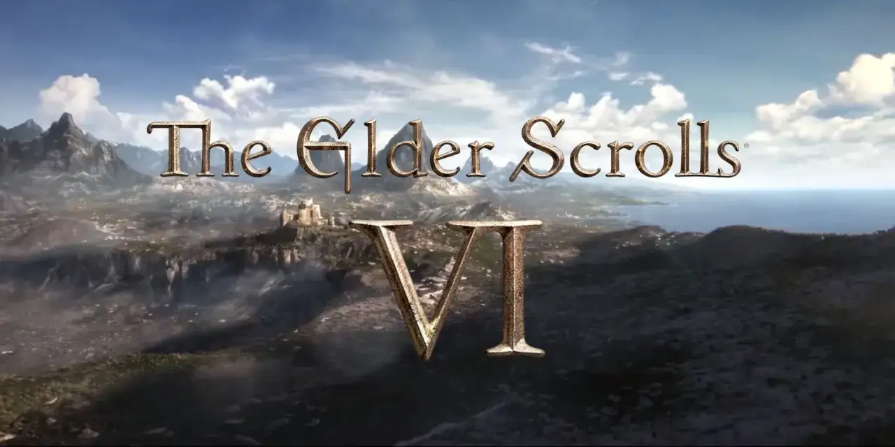 Il logo di The Elder Scrolls VI su un paesaggio montuoso e marino. L'attesa per questo capitolo è immensa.