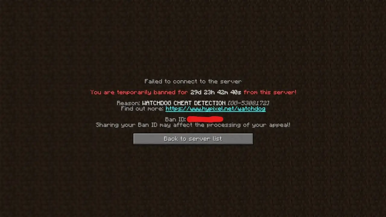 Minecraft anti-cheat ban warning