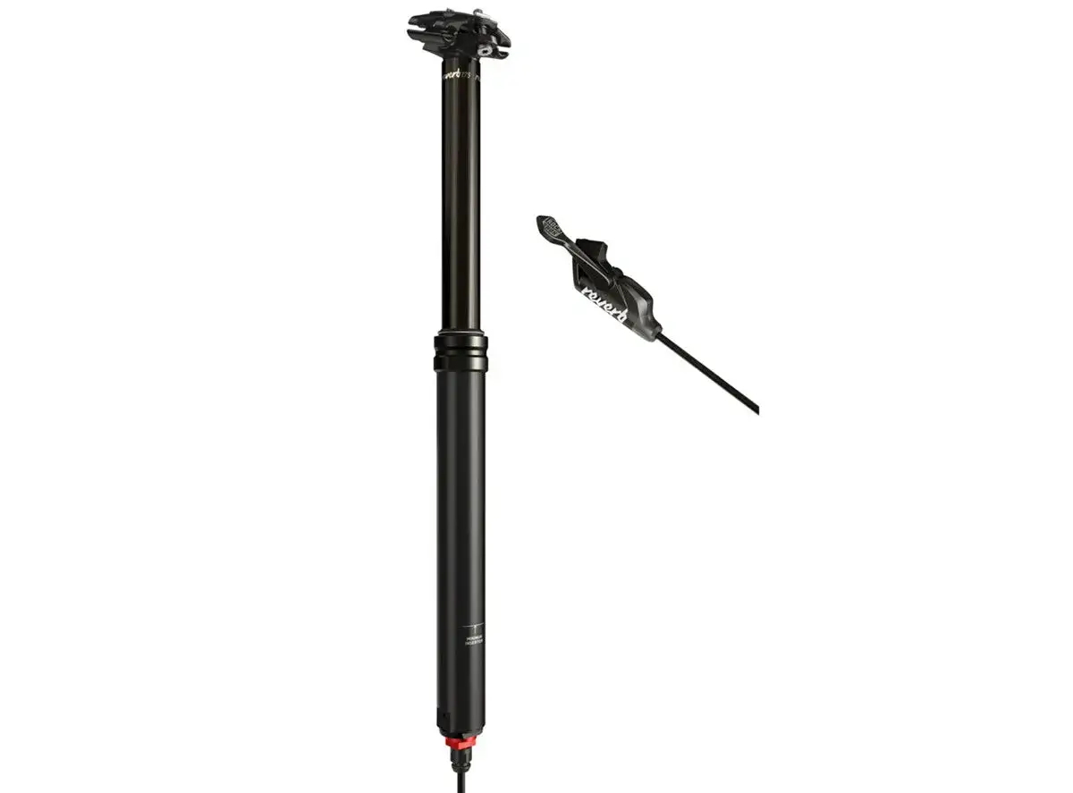 Black RockShox Reverb Stealth dropper seatpost with lever.
