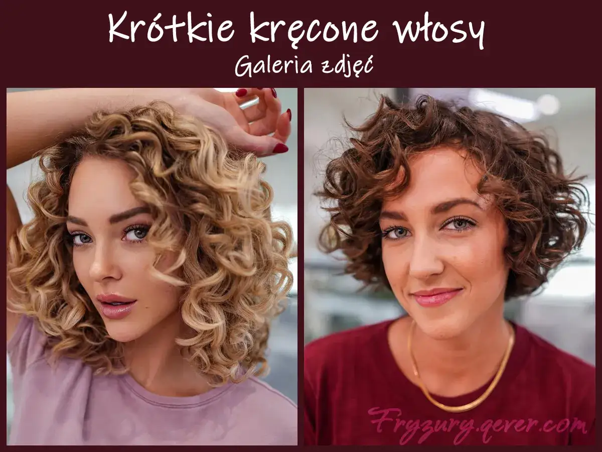 Dwie kobiety prezentują stylowe, krótkie kręcone włosy. Jedna ma blond loki, druga ciemniejsze.