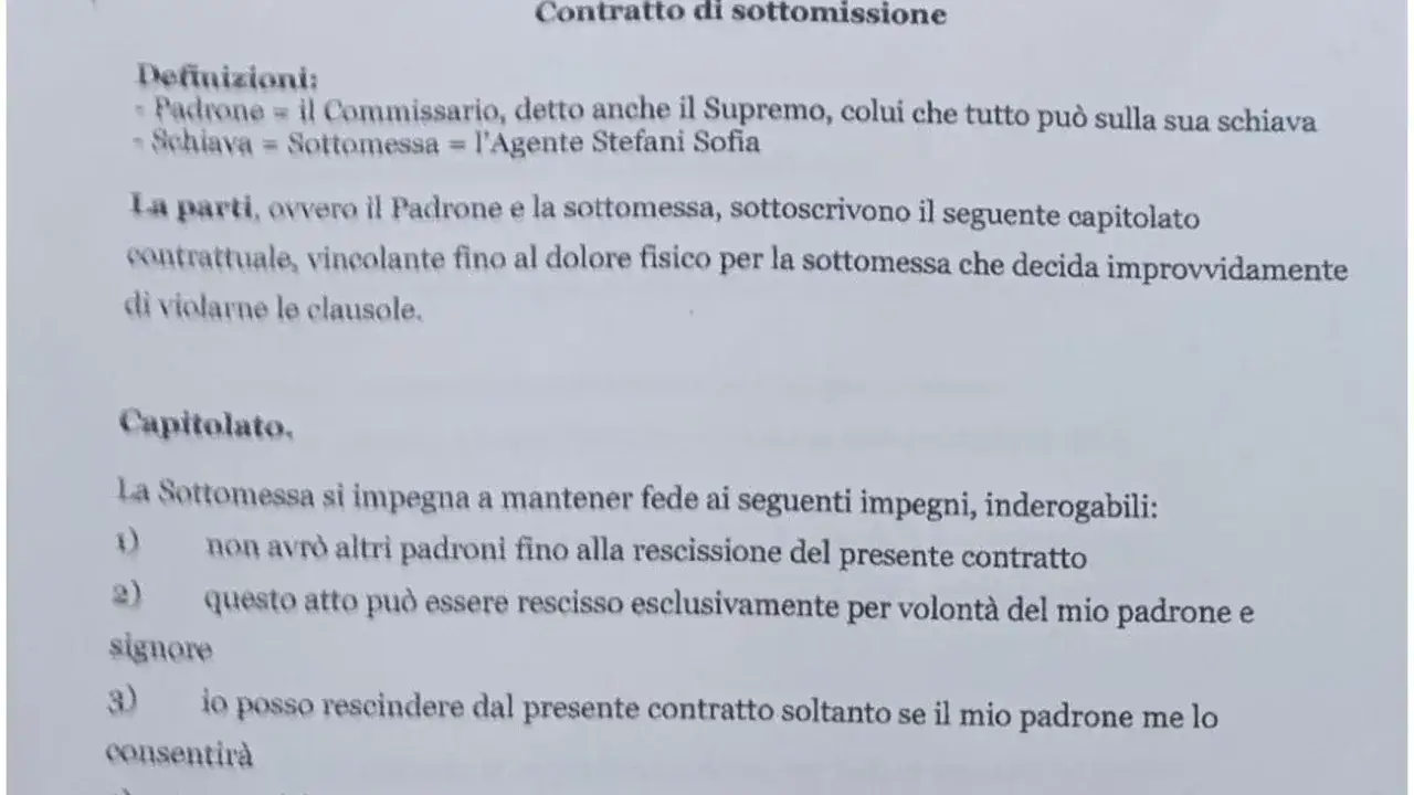 Un contratto di sottomissione, con definizioni di