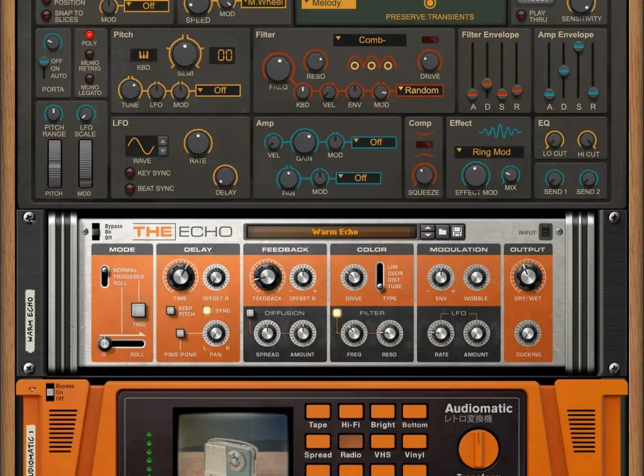 Ein komplexer free vst host mit vielen Reglern und Effekten, darunter